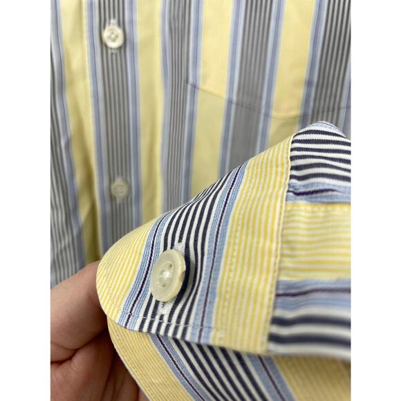 Ermenegildo Zegna Shirts Mens Size Large Button Down Long Sleeve Yellow Blue LOT - Picture 6 of 13